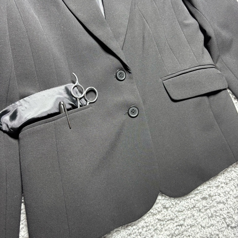 Apostrophe Blazer Womens 6 Petite Single Breasted Pockets Sophisticated Layering - Picture 4 of 5